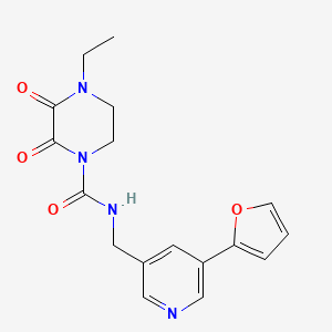 molecular formula C17H18N4O4 B2687791 4-乙基-N-((5-(呋喃-2-基)吡啶-3-基)甲基)-2,3-二氧代哌嗪-1-甲酰胺 CAS No. 2034315-65-4