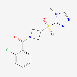molecular formula C13H13ClN4O3S B2687795 (2-chlorophenyl)(3-((4-methyl-4H-1,2,4-triazol-3-yl)sulfonyl)azetidin-1-yl)methanone CAS No. 2034379-67-2