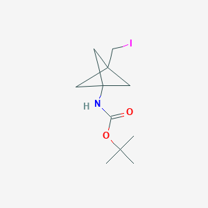 molecular formula C11H18INO2 B2687802 叔丁基 N-[3-(碘甲基)-1-双环[1.1.1]戊烷基]氨基甲酸酯 CAS No. 2306274-67-7