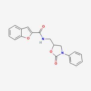 molecular formula C19H16N2O4 B2687813 N-((2-oxo-3-phenyloxazolidin-5-yl)methyl)benzofuran-2-carboxamide CAS No. 954721-95-0