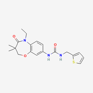 molecular formula C19H23N3O3S B2687823 1-(5-Ethyl-3,3-dimethyl-4-oxo-2,3,4,5-tetrahydrobenzo[b][1,4]oxazepin-8-yl)-3-(thiophen-2-ylmethyl)urea CAS No. 1172719-01-5