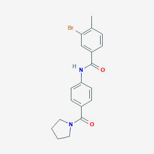 molecular formula C19H19BrN2O2 B268783 3-bromo-4-methyl-N-[4-(1-pyrrolidinylcarbonyl)phenyl]benzamide 