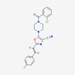 molecular formula C24H21ClN4O2 B2687832 (E)-5-(4-(2-氯苯甲酰)哌嗪-1-基)-2-(4-甲基苯乙烯基)噁唑-4-甲腈 CAS No. 941255-31-8