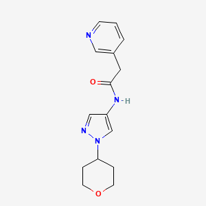 molecular formula C15H18N4O2 B2687837 2-(吡啶-3-基)-N-(1-(环戊-2H-吡喃-4-基)-1H-吡唑-4-基)乙酰胺 CAS No. 1704621-24-8