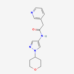 molecular formula C15H18N4O2 B2687837 N-[1-(oxan-4-yl)-1H-pyrazol-4-yl]-2-(pyridin-3-yl)acetamide CAS No. 1704621-24-8