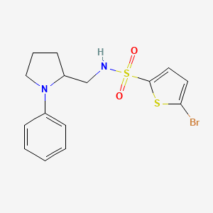 molecular formula C15H17BrN2O2S2 B2687841 5-溴-N-[(1-苯基吡咯啉-2-基)甲基]噻吩-2-磺酰胺 CAS No. 1797349-33-7