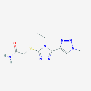 molecular formula C9H13N7OS B2687844 2-[[4-Ethyl-5-(1-methyltriazol-4-yl)-1,2,4-triazol-3-yl]sulfanyl]acetamide CAS No. 2320571-74-0