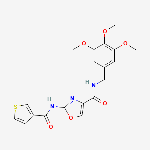 molecular formula C19H19N3O6S B2687847 2-(thiophene-3-carboxamido)-N-(3,4,5-trimethoxybenzyl)oxazole-4-carboxamide CAS No. 1396784-21-6