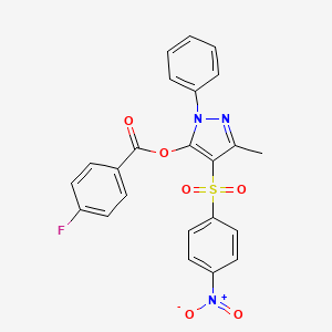 [5-Methyl-4-(4-nitrophenyl)sulfonyl-2-phenylpyrazol-3-yl] 4-fluorobenzoate