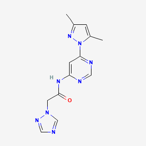 molecular formula C13H14N8O B2687929 N-(6-(3,5-dimethyl-1H-pyrazol-1-yl)pyrimidin-4-yl)-2-(1H-1,2,4-triazol-1-yl)acetamide CAS No. 1428350-35-9