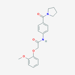 molecular formula C20H22N2O4 B268793 2-(2-methoxyphenoxy)-N-[4-(1-pyrrolidinylcarbonyl)phenyl]acetamide 