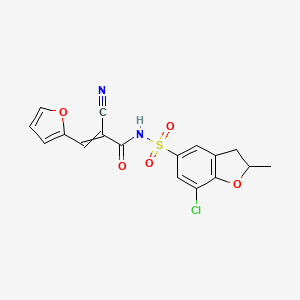 molecular formula C17H13ClN2O5S B2687944 N-[(7-chloro-2-methyl-2,3-dihydro-1-benzofuran-5-yl)sulfonyl]-2-cyano-3-(furan-2-yl)prop-2-enamide CAS No. 1808602-57-4