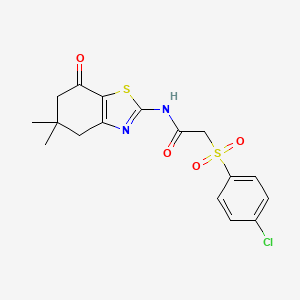 molecular formula C17H17ClN2O4S2 B2687959 2-((4-chlorophenyl)sulfonyl)-N-(5,5-dimethyl-7-oxo-4,5,6,7-tetrahydrobenzo[d]thiazol-2-yl)acetamide CAS No. 895457-61-1
