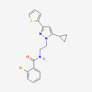 molecular formula C19H18BrN3OS B2687961 2-bromo-N-(2-(5-cyclopropyl-3-(thiophen-2-yl)-1H-pyrazol-1-yl)ethyl)benzamide CAS No. 1797259-49-4