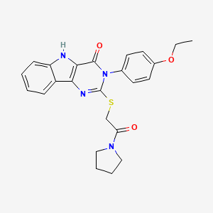 molecular formula C24H24N4O3S B2687962 3-(4-ethoxyphenyl)-2-(2-oxo-2-pyrrolidin-1-ylethyl)sulfanyl-5H-pyrimido[5,4-b]indol-4-one CAS No. 536708-12-0