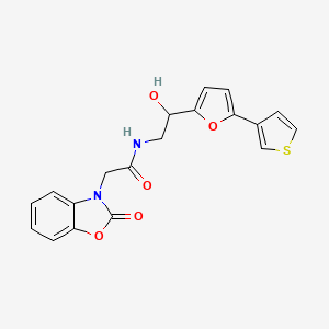 molecular formula C19H16N2O5S B2687971 N-(2-hydroxy-2-(5-(thiophen-3-yl)furan-2-yl)ethyl)-2-(2-oxobenzo[d]oxazol-3(2H)-yl)acetamide CAS No. 2034443-13-3