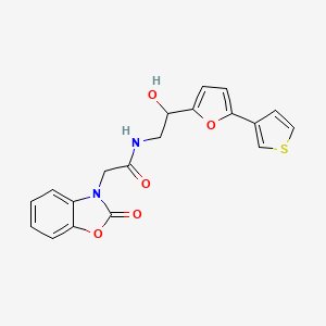 molecular formula C19H16N2O5S B2687971 N-(2-羟基-2-(5-(噻吩-3-基)呋喃-2-基)乙基)-2-(2-氧代苯并[d]噁唑-3(2H)-基)乙酰胺 CAS No. 2034443-13-3