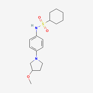 molecular formula C17H26N2O3S B2687978 N-[4-(3-Methoxypyrrolidin-1-yl)phenyl]cyclohexanesulfonamide CAS No. 1797842-93-3