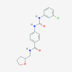molecular formula C19H20ClN3O3 B268798 4-{[(3-chloroanilino)carbonyl]amino}-N-(tetrahydro-2-furanylmethyl)benzamide 