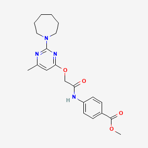 molecular formula C21H26N4O4 B2687986 Methyl 4-[({[2-(azepan-1-yl)-6-methylpyrimidin-4-yl]oxy}acetyl)amino]benzoate CAS No. 1029763-82-3