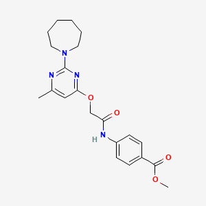 molecular formula C21H26N4O4 B2687986 Methyl 4-(2-{[2-(azepan-1-YL)-6-methylpyrimidin-4-YL]oxy}acetamido)benzoate CAS No. 1029763-82-3