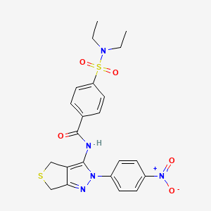 molecular formula C22H23N5O5S2 B2687992 4-(N,N-diethylsulfamoyl)-N-(2-(4-nitrophenyl)-4,6-dihydro-2H-thieno[3,4-c]pyrazol-3-yl)benzamide CAS No. 396723-06-1