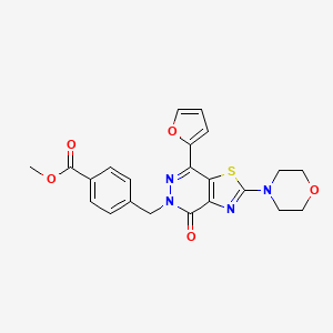 molecular formula C22H20N4O5S B2687995 甲基 4-((7-(呋喃-2-基)-2-吗啉基-4-氧代噻唑啉[4,5-d]嘧啶-5(4H)-基)甲基)苯甲酸酯 CAS No. 1203050-22-9