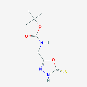 molecular formula C8H13N3O3S B2688011 叔丁基 N-[(5-硫代-1,3,4-噁二唑-2-基)甲基]氨基甲酸酯 CAS No. 889940-58-3