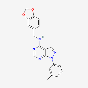 molecular formula C20H17N5O2 B2688025 N-(1,3-benzodioxol-5-ylmethyl)-1-(3-methylphenyl)-1H-pyrazolo[3,4-d]pyrimidin-4-amine CAS No. 393820-71-8