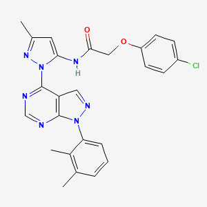 molecular formula C25H22ClN7O2 B2688035 2-(4-chlorophenoxy)-N-{1-[1-(2,3-dimethylphenyl)-1H-pyrazolo[3,4-d]pyrimidin-4-yl]-3-methyl-1H-pyrazol-5-yl}acetamide CAS No. 1005974-79-7