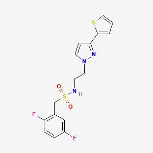 molecular formula C16H15F2N3O2S2 B2688039 1-(2,5-二氟苯基)-N-(2-(3-(噻吩-2-基)-1H-吡唑-1-基)乙基)甲磺酰胺 CAS No. 1797627-71-4