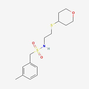molecular formula C15H23NO3S2 B2688041 N-(2-((tetrahydro-2H-pyran-4-yl)thio)ethyl)-1-(m-tolyl)methanesulfonamide CAS No. 2034305-56-9