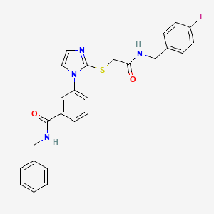 molecular formula C26H23FN4O2S B2688051 N-benzyl-3-(2-((2-((4-fluorobenzyl)amino)-2-oxoethyl)thio)-1H-imidazol-1-yl)benzamide CAS No. 1115439-90-1
