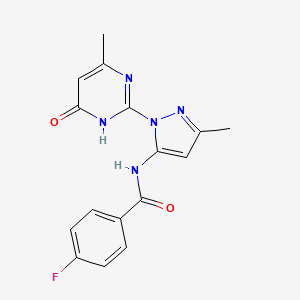4-fluoro-N-(3-methyl-1-(4-methyl-6-oxo-1,6-dihydropyrimidin-2-yl)-1H-pyrazol-5-yl)benzamide