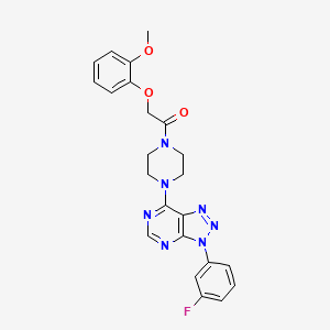 molecular formula C23H22FN7O3 B2688063 1-(4-(3-(3-氟苯基)-3H-[1,2,3]三唑并[4,5-d]嘧啶-7-基)哌嗪-1-基)-2-(2-甲氧基苯氧基)乙酮 CAS No. 920227-70-9