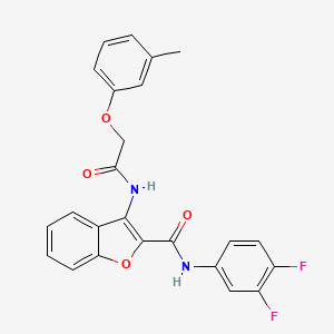 molecular formula C24H18F2N2O4 B2688065 N-(3,4-difluorophenyl)-3-(2-(m-tolyloxy)acetamido)benzofuran-2-carboxamide CAS No. 888450-04-2