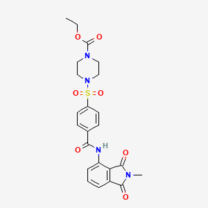molecular formula C23H24N4O7S B2688066 Ethyl 4-((4-((2-methyl-1,3-dioxoisoindolin-4-yl)carbamoyl)phenyl)sulfonyl)piperazine-1-carboxylate CAS No. 683232-54-4