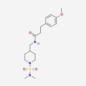 molecular formula C18H29N3O4S B2688067 N-((1-(N,N-二甲基磺酰基)哌啶-4-基)甲基)-3-(4-甲氧基苯基)丙酰胺 CAS No. 2034293-53-1