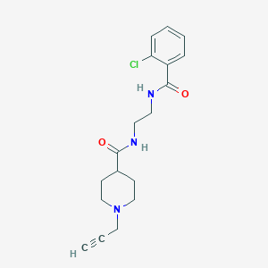 molecular formula C18H22ClN3O2 B2688068 N-{2-[(2-chlorophenyl)formamido]ethyl}-1-(prop-2-yn-1-yl)piperidine-4-carboxamide CAS No. 1281113-38-9