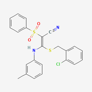 (E)-3-((2-chlorobenzyl)thio)-2-(phenylsulfonyl)-3-(m-tolylamino)acrylonitrile