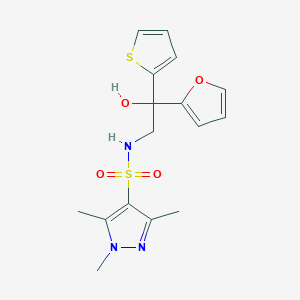 N-(2-(furan-2-yl)-2-hydroxy-2-(thiophen-2-yl)ethyl)-1,3,5-trimethyl-1H-pyrazole-4-sulfonamide