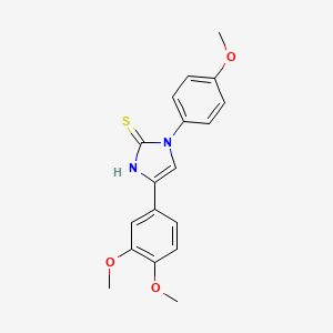 molecular formula C18H18N2O3S B2688088 5-(3,4-dimethoxyphenyl)-3-(4-methoxyphenyl)-1H-imidazole-2-thione CAS No. 866346-43-2