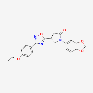 molecular formula C21H19N3O5 B2688095 1-(1,3-苯并二氧杂环戊-5-基)-4-(3-(4-乙氧苯基)-1,2,4-噁二唑-5-基)-2-吡咯烷酮 CAS No. 1021220-98-3
