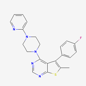 molecular formula C22H20FN5S B2688096 1-[5-(4-Fluorophenyl)-6-methylthieno[2,3-d]pyrimidin-4-yl]-4-(pyridin-2-yl)piperazine CAS No. 379236-86-9
