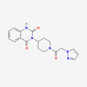 molecular formula C18H19N5O3 B2688106 3-(1-(2-(1H-pyrazol-1-yl)acetyl)piperidin-4-yl)quinazoline-2,4(1H,3H)-dione CAS No. 2034415-49-9