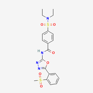 molecular formula C20H22N4O6S2 B2688110 4-(N,N-diethylsulfamoyl)-N-(5-(2-(methylsulfonyl)phenyl)-1,3,4-oxadiazol-2-yl)benzamide CAS No. 886920-86-1