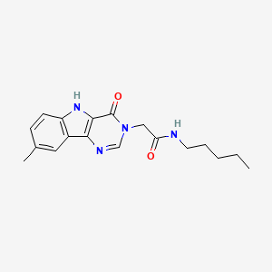 molecular formula C18H22N4O2 B2688113 2-(8-甲基-4-氧代-4,5-二氢-3H-嘧啶并[5,4-b]吲哚-3-基)-N-戊基乙酰胺 CAS No. 1105211-61-7