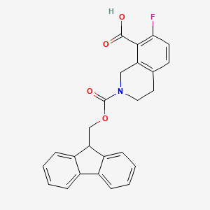 molecular formula C25H20FNO4 B2688116 2-(9H-Fluoren-9-ylmethoxycarbonyl)-7-fluoro-3,4-dihydro-1H-isoquinoline-8-carboxylic acid CAS No. 2138359-36-9
