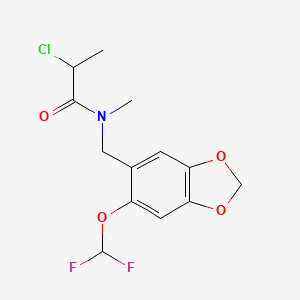 molecular formula C13H14ClF2NO4 B2688127 2-Chloro-N-[[6-(difluoromethoxy)-1,3-benzodioxol-5-yl]methyl]-N-methylpropanamide CAS No. 2411240-81-6