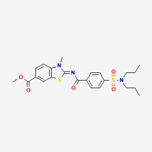 molecular formula C23H27N3O5S2 B2688128 Methyl 2-[4-(dipropylsulfamoyl)benzoyl]imino-3-methyl-1,3-benzothiazole-6-carboxylate CAS No. 850909-16-9